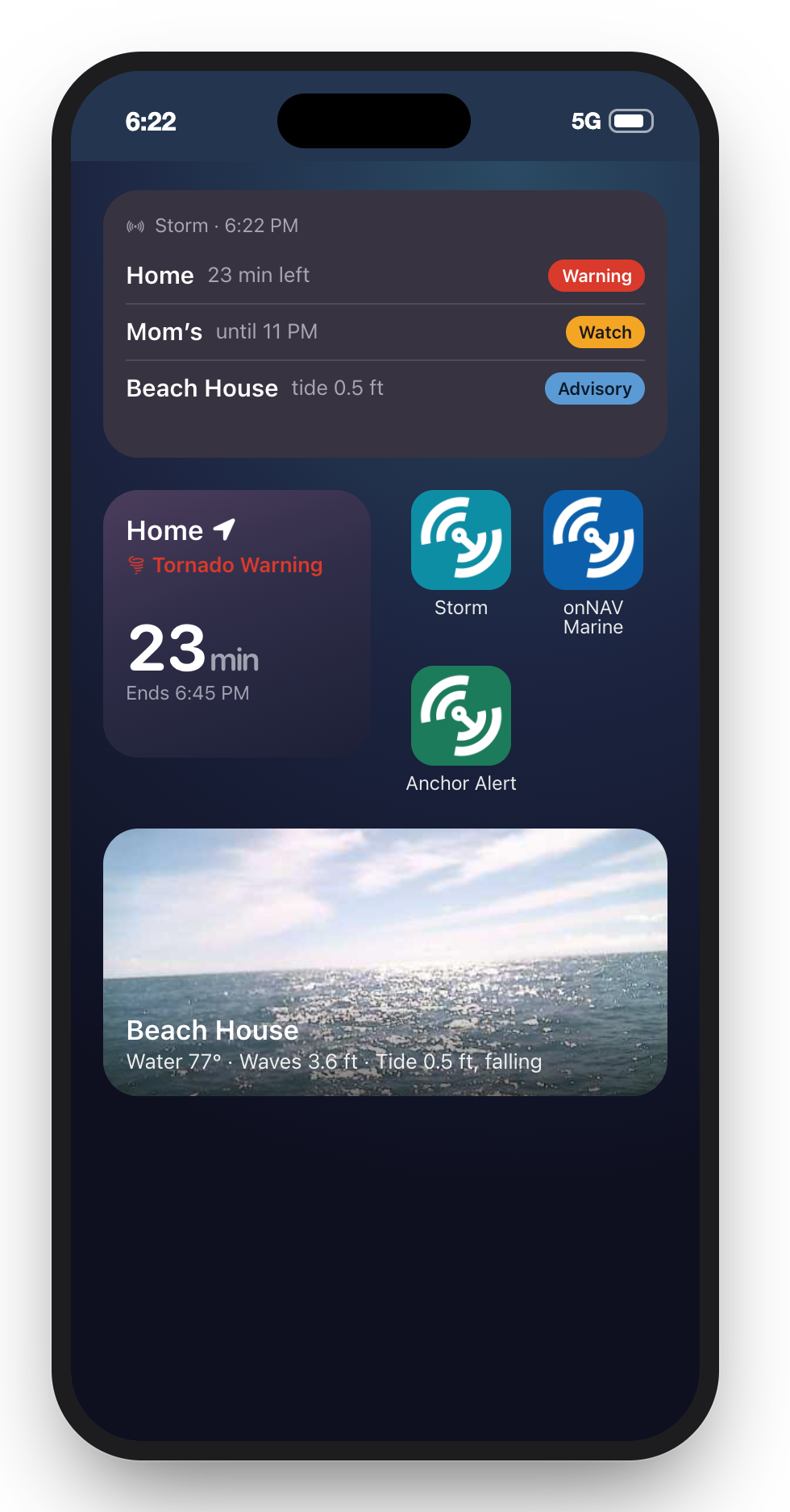 Storm’s widgets on the Home Screen